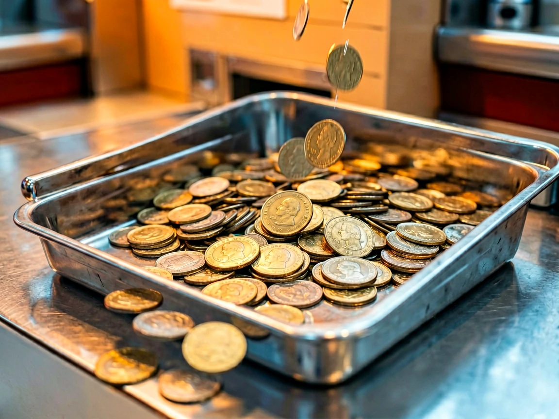 ငွေထုတ် coin tray အနီးကပ်ပုံ